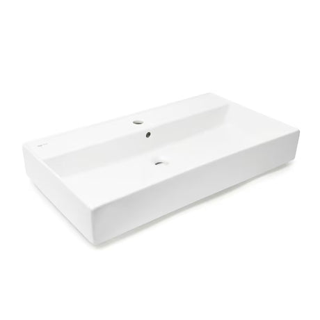 Biała ceramiczna umywalka SAT Infinitio 80,5x46,5 cm z przelewem i prostokątnym designem