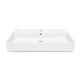 Biała ceramiczna umywalka SAT Infinitio 80,5x46,5 cm z przelewem i prostokątnym designem