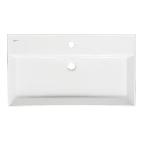 Biała ceramiczna umywalka SAT Infinitio 80,5x46,5 cm z przelewem i prostokątnym designem