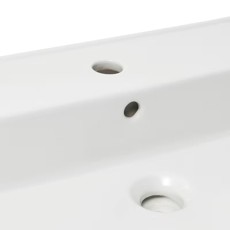 Biała ceramiczna umywalka SAT Infinitio 80,5x46,5 cm z przelewem i prostokątnym designem