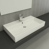 Biała ceramiczna umywalka SAT Infinitio 80,5x46,5 cm z przelewem i prostokątnym designem
