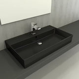 Ceramiczna umywalka SAT Infinitio 80,5x46,5 cm w kolorze czarny mat, z przelewem i prostokątnym kształtem.