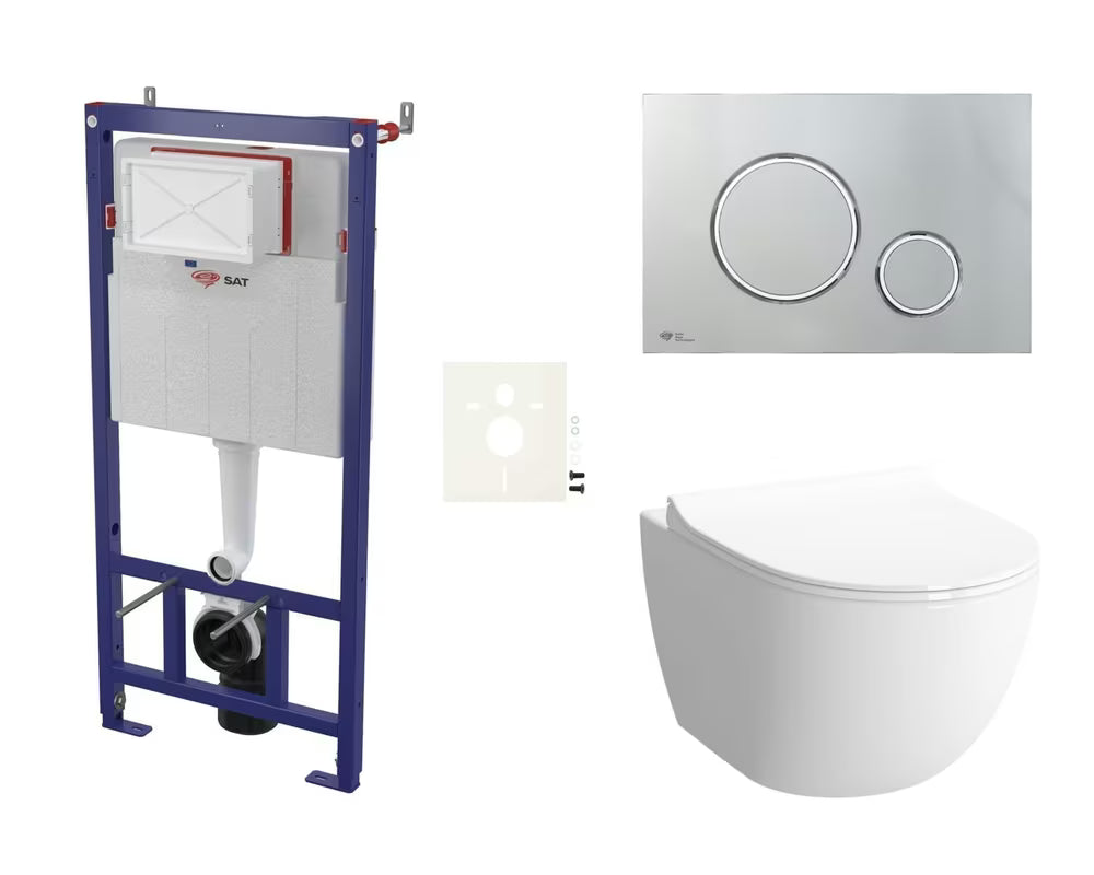 Zestaw WC podtynkowy SAT Infinitio pro do montażu podtynkowego z modułem, przyciskiem, matą wygłuszającą i deską sedesową soft Close