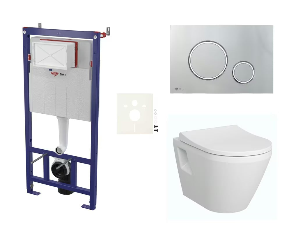 Zestaw WC podtynkowy vitra Integra ze spłuczką podtynkową i przyciskiem spłukującym w wykończeniu chrom mat