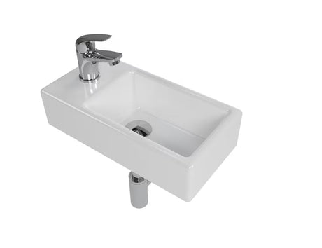 Zestaw mebli Łazienkowych SAT Brevis z lewą białą umywalką 40,5×20,5 cm i chromowaną baterią