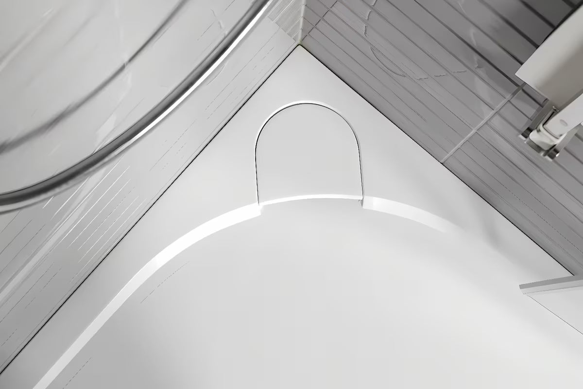 Biały brodzik prysznicowy prostokątny SAT Limcc 100x90 cm z lanego marmuru o niskiej wysokości 3 cm