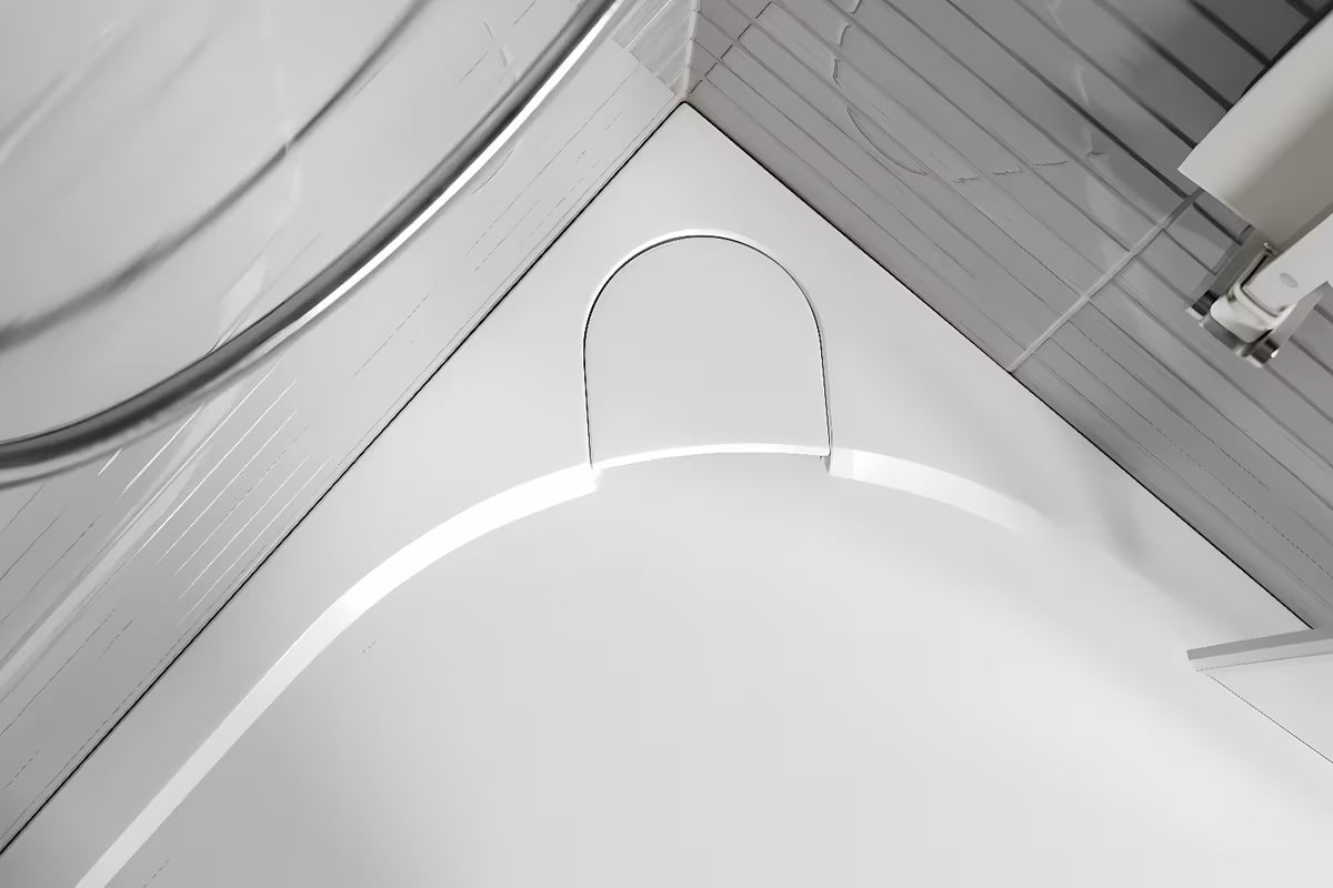 Biały brodzik prysznicowy prostokątny SAT Limcc 100x90 cm z lanego marmuru o niskiej wysokości 3 cm