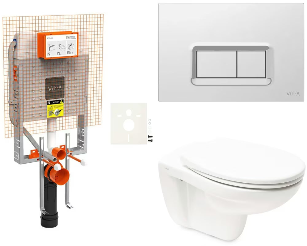 Zestaw WC podtynkowy vitra Normus do zabudowy z przyciskiem spłukującym i deską z soft Close.