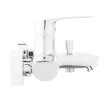 Chromowana ścienna jednouchwytowa bateria wannowa SAT Project o rozstawie 150 mm