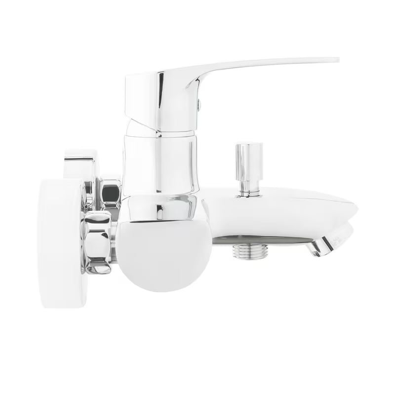 Chromowana ścienna jednouchwytowa bateria wannowa SAT Project o rozstawie 150 mm