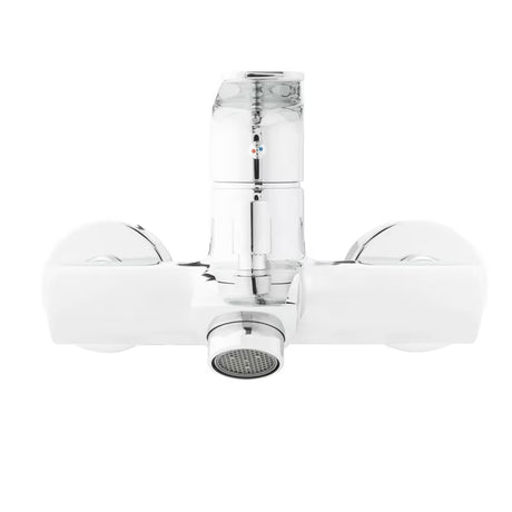Chromowana ścienna jednouchwytowa bateria wannowa SAT Project o rozstawie 150 mm