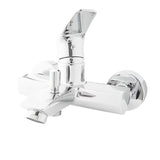 Chromowana ścienna jednouchwytowa bateria wannowa SAT Project o rozstawie 150 mm