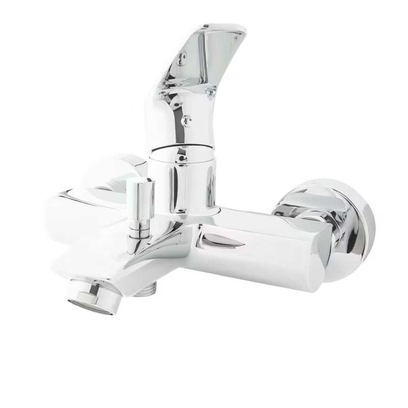 Chromowana ścienna jednouchwytowa bateria wannowa SAT Project o rozstawie 150 mm