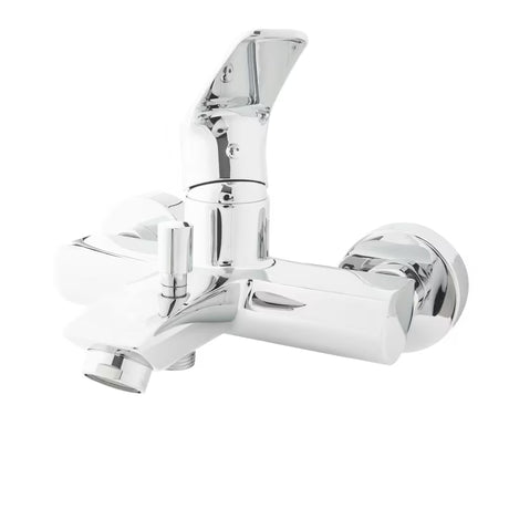 Chromowana ścienna jednouchwytowa bateria wannowa SAT Project o rozstawie 150 mm