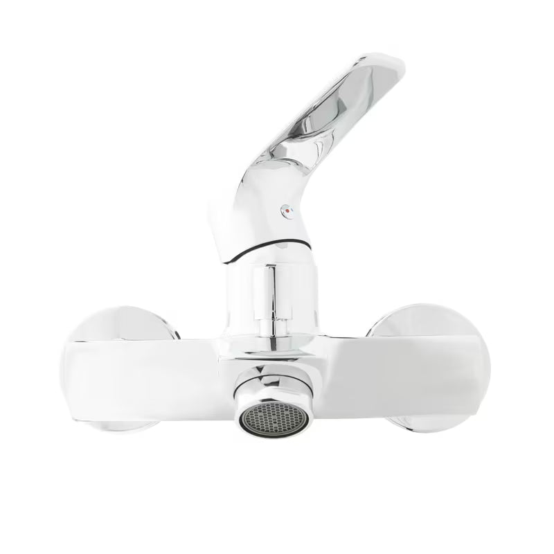 Chromowana ścienna jednouchwytowa bateria wannowa SAT Project o rozstawie 150 mm