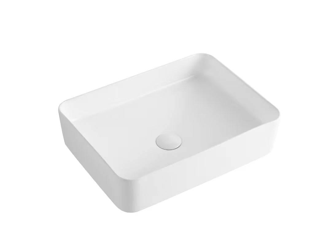 Biała ceramiczna umywalka nablatowa  SAT Project w kształcie prostokątnym 50 x 37 cm