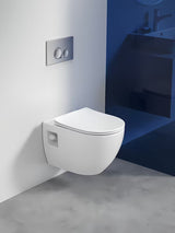 Miska WC Wisząca SAT Project w białym połysku z deską soft Close i z otwartym kołnierzem spłukującym