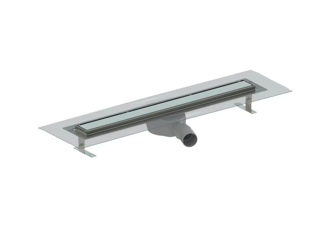 Stalowy nierdzewny odpływ liniowy SAT Project 75 cm z dwustronnym rusztem pro pełne wykończenie lub pod płytkę.