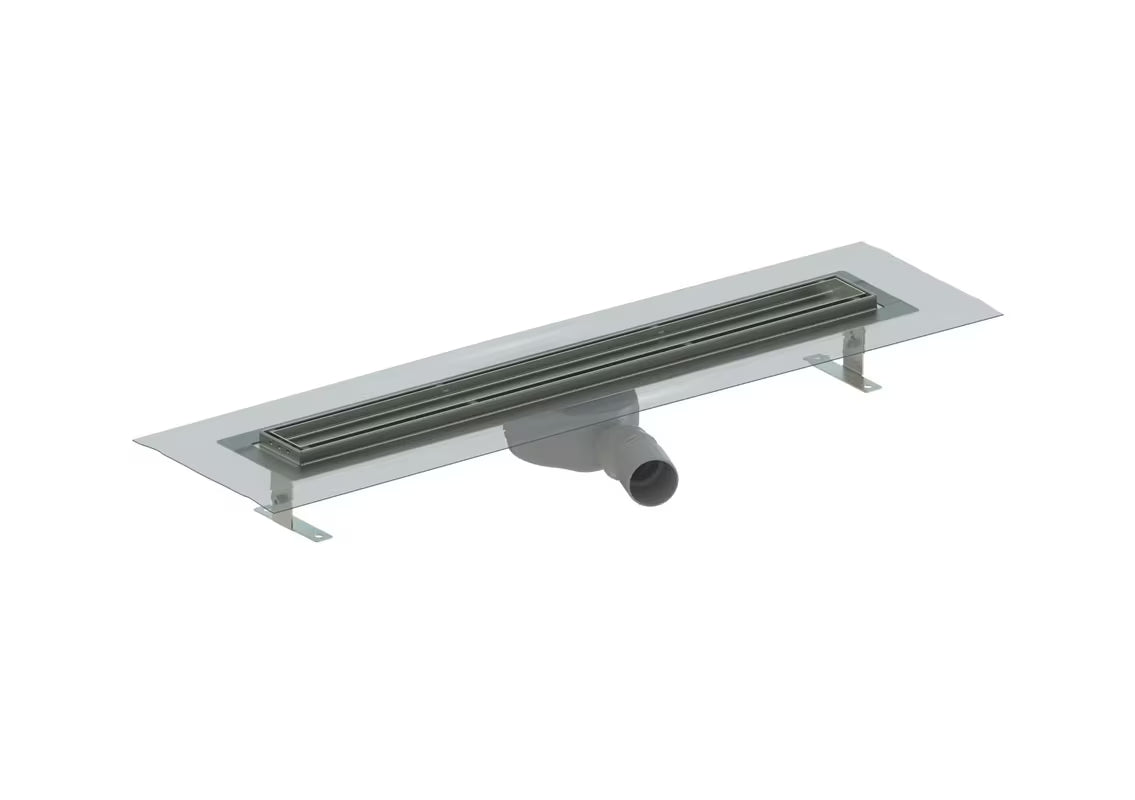 Stalowy nierdzewny odpływ liniowy SAT Project 75 cm z dwustronnym rusztem pro pełne wykończenie lub pod płytkę.