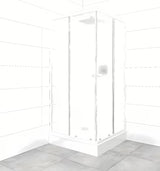 Kwadratowa kabina prysznicowa SAT Project 90x90 cm z białymi profilami, drzwiami przesuwnymi i brodzikiem