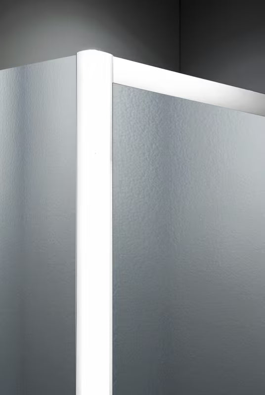 Kabina prysznicowa półokrągła SAT Project 90x90 cm z białymi profilami i nieprzezroczystym szkłem chinchilla
