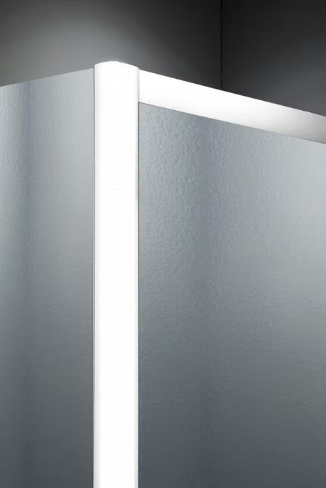 Kabina prysznicowa półokrągła SAT Project 90x90 cm z białymi profilami i nieprzezroczystym szkłem chinchilla