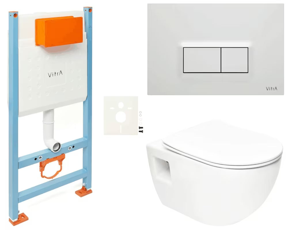 Zestaw WC podtynkowy SAT Project z modułem V-Fix, zbiornikiem Vitra, przyciskiem Loop Ra i deską soft Close.