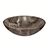 Umywalka nablatowa  SAT Purity z naturalnego brązowego marmuru o wymiarach 43x43 cm bez przelewu.