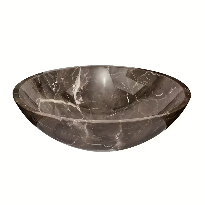 Umywalka nablatowa  SAT Purity z naturalnego brązowego marmuru o wymiarach 43x43 cm bez przelewu.