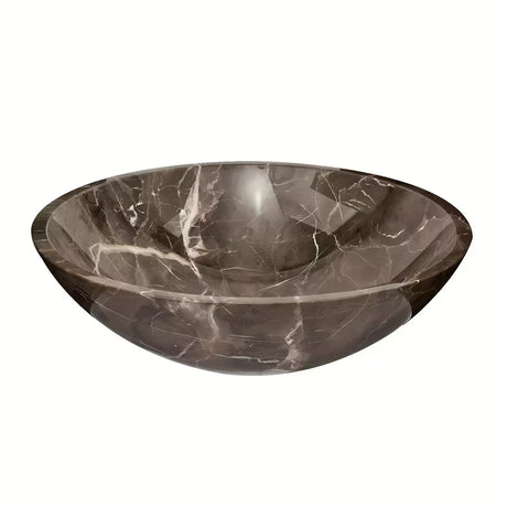 Umywalka nablatowa  SAT Purity z naturalnego brązowego marmuru o wymiarach 43x43 cm bez przelewu.