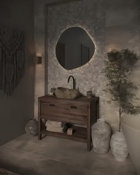 Umywalka nablatowa  SAT Purity z naturalnego kamienia rzecznego bez przelewu