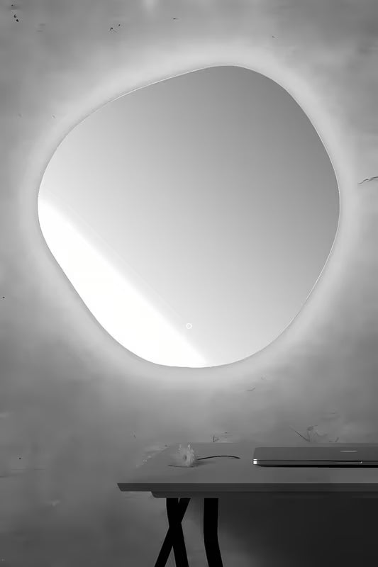 Asymetryczne lustro łazienkowe lustro SAT Purity 80x80 cm z OŚWIETLENIEM led z czujnikiem dotykowym