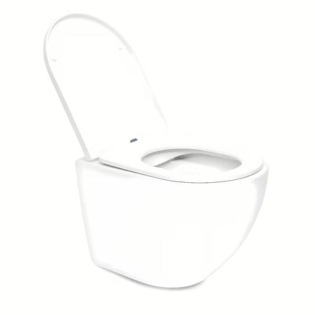 Biała miska WC wisząca SAT z technologią Rimless bez układu spłukującego i deską z soft Close
