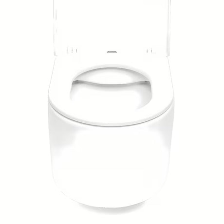 Białe miska WC wisząca SAT z bezkołnierzowym spłukiwaniem Rimless i deską soft Close.