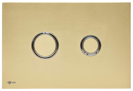 Matowo-złote przycisk spłukujący SAT ze stali nierdzewnej z powłoką PVD i wykończeniem Anti-fingerprint pro systemów instalacyjnych.