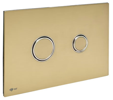 Matowo-złote przycisk spłukujący SAT ze stali nierdzewnej z powłoką PVD i wykończeniem Anti-fingerprint pro systemów instalacyjnych.