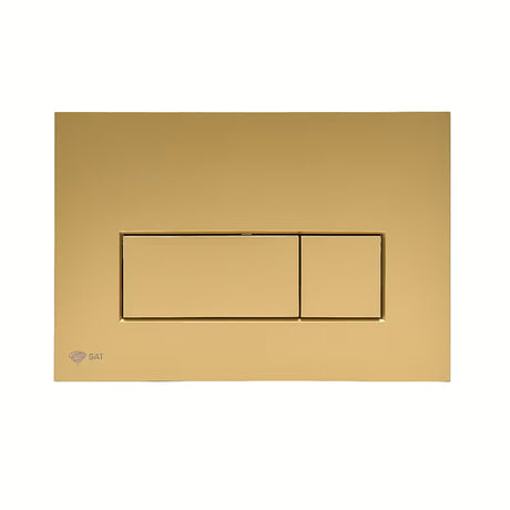 Matowo-złote przycisk spłukujący SAT Gold pro systemu instalacyjnego z dwudzielnym spłukiwaniem mechanicznym.