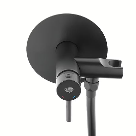 Czarna matowa podtynkowa bateria bidetowa SAT z prysznicem bidetowym i wężem prysznicowym