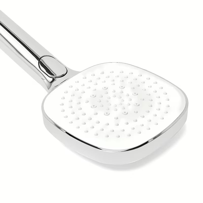 Słuchawka prysznicowa SAT w bieli i chromie, o średnicy 12 cm i z przyciskiem EasyClick pro 3 strumienie.