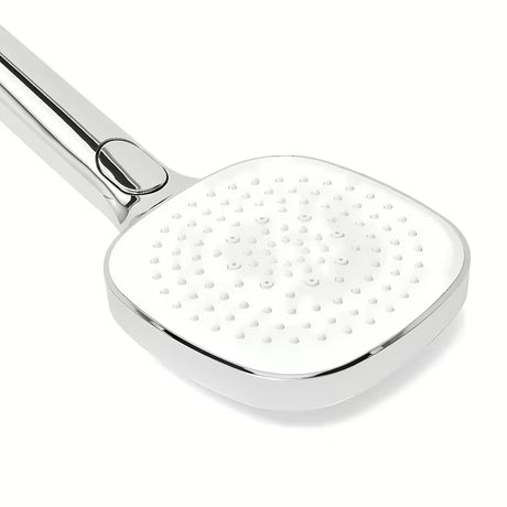 Słuchawka prysznicowa SAT w bieli i chromie, o średnicy 12 cm i z przyciskiem EasyClick pro 3 strumienie.