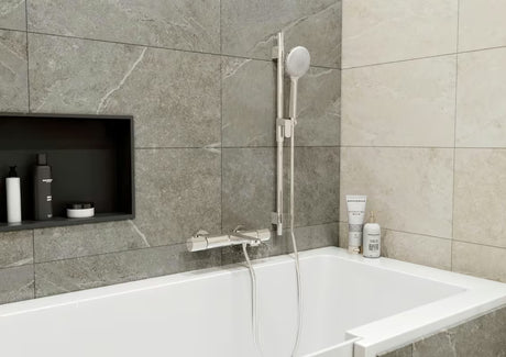 Termostatyczna ścienna bateria wannowa SAT Chrome w wykończeniu chrom z blokadą bezpieczeństwa 38 °C