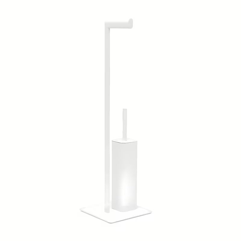 Wolnostojący  SZCZOTKA do Wc SAT z metalu w matowej bieli o geometrycznym designie