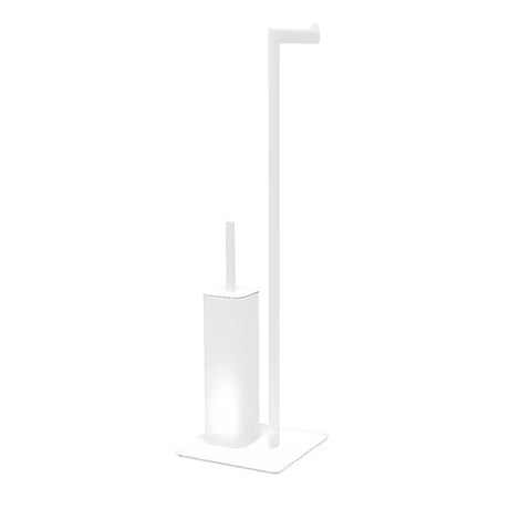 Wolnostojący  SZCZOTKA do Wc SAT z metalu w matowej bieli o geometrycznym designie