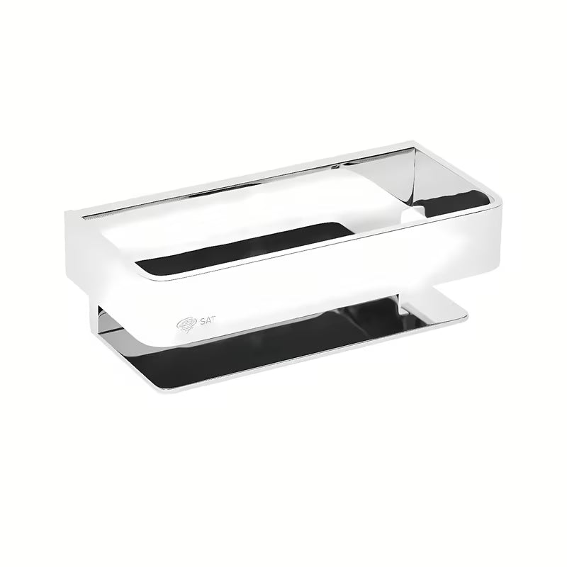 Chromowana łazienkowa półka SAT Chrome z litego mosiądzu z logo SAT