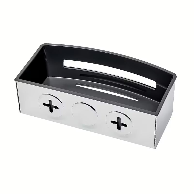 Prysznicowa półka SAT Chrome ze stali nierdzewnej w chromie z wyjmowanym czarnym wkładem z tworzywa.