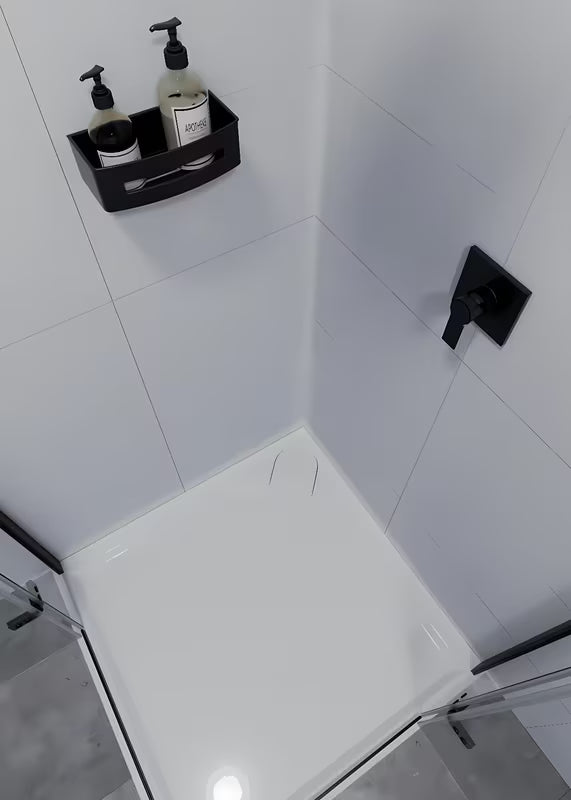 Czarna matowa nierdzewna półka SAT łazienkowa z wyjmowanym czarnym plastikowym wkładem