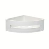 Narożna prysznicowa półka SAT Chrome w wykończeniu chromowanym z białą plastikową wkładką ze stali nierdzewnej