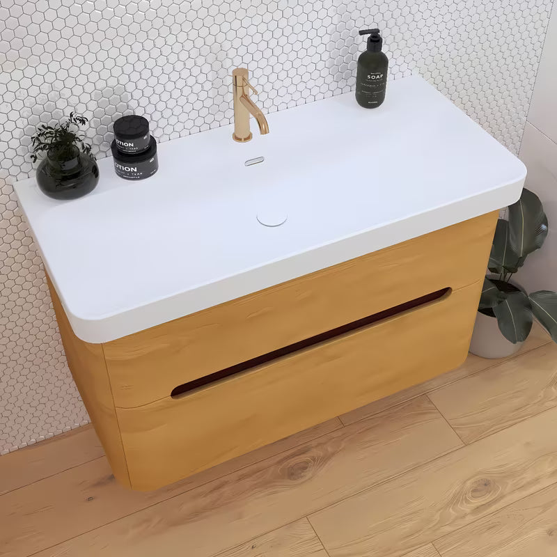 Meblowe ceramiczna umywalka SAT Fusion 100,6x46,3 cm w kolorze biały mat z centralnym otworem na baterię.