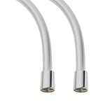 Srebrny wąż prysznicowy SAT Super flex 150 cm z blokadą przed przekręceniem.