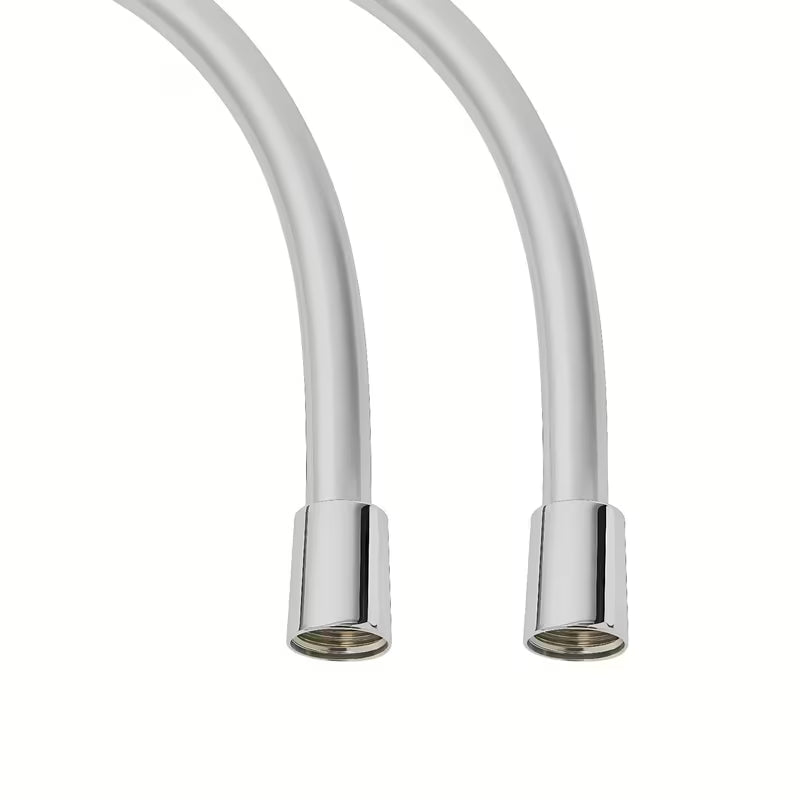 Srebrny wąż prysznicowy SAT Super flex 150 cm z blokadą przed przekręceniem.